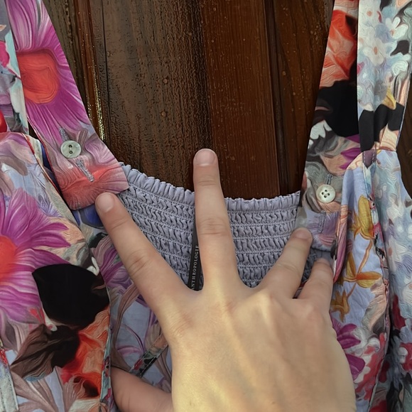 Floral corset midi dress with slit and adjustable straps - Picture 10 of 11